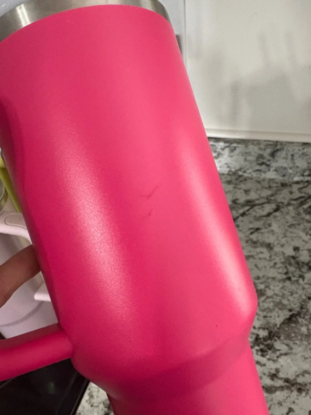 Stanley Hot Pink Travel Mug with Teal Logo and Handle Accents - Picture 7 of 8